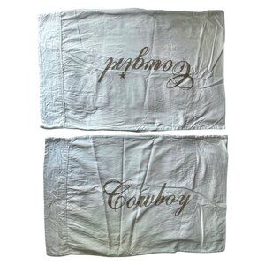 Cowgirl & Cowboy Cotton Pillowcase Pair 30" X 18.5" By Faceplant Inc. Made India